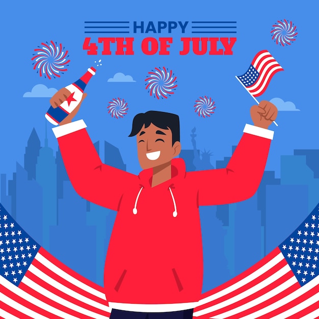Illustrazione piatta per la celebrazione americana del 4 luglio