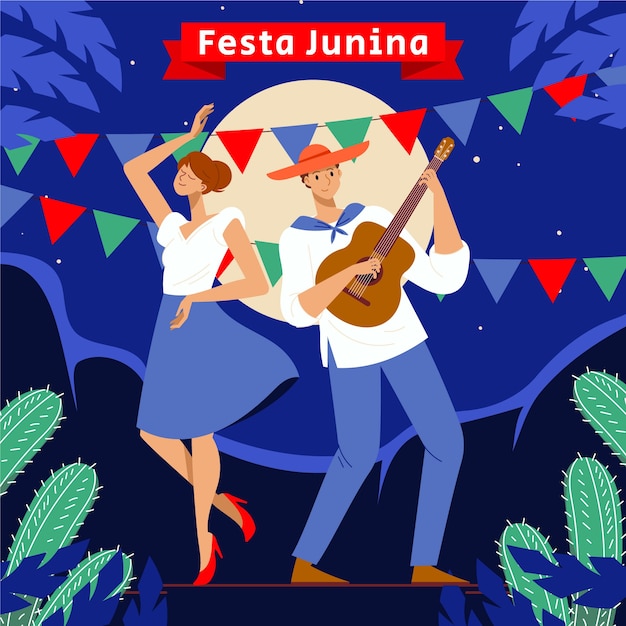Illustrazione piatta per la celebrazione brasiliana di festas juninas