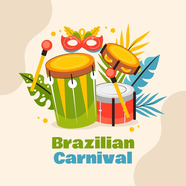 Illustrazione piatta per la celebrazione del carnevale brasiliano