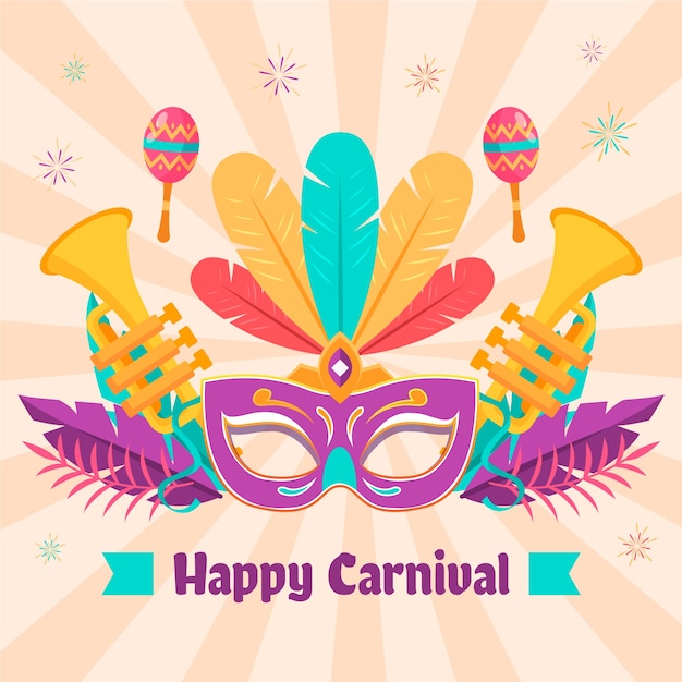 Illustrazione piatta per la celebrazione del carnevale