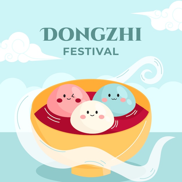 Illustrazione piatta per la celebrazione del festival cinese dongzhi