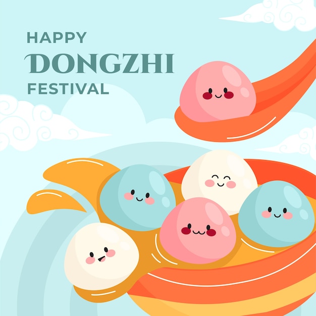 Illustrazione piatta per la celebrazione del festival cinese dongzhi