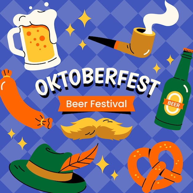 Illustrazione piatta per la celebrazione del festival della birra oktoberfest