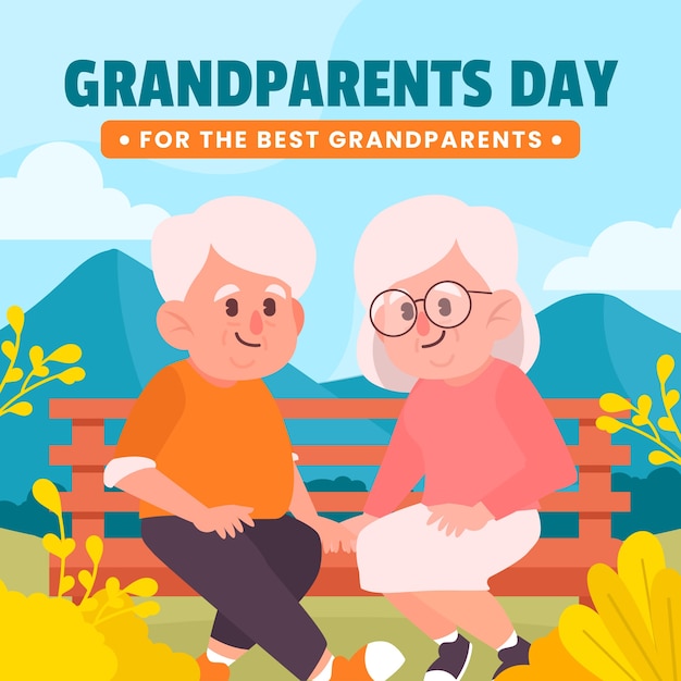 Illustrazione piatta per la celebrazione del giorno dei nonni
