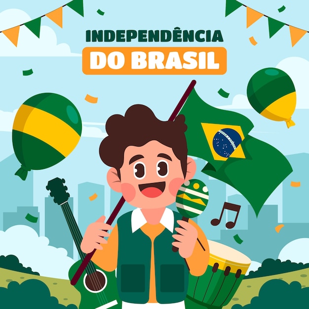 Illustrazione piatta per la celebrazione del giorno dell'indipendenza brasiliana