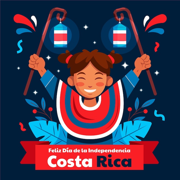 Illustrazione piatta per la celebrazione del giorno dell'indipendenza della Costa Rica