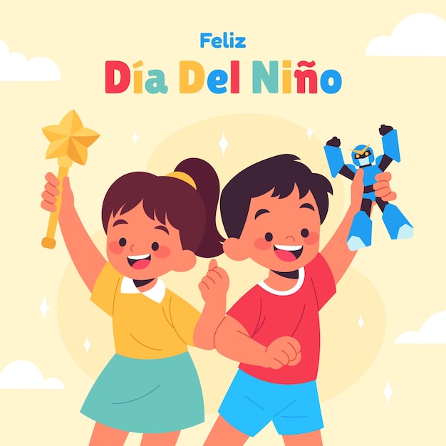 Illustrazione piatta per la celebrazione della festa dei bambini in spagnolo