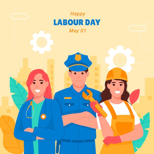 Illustrazione piatta per la celebrazione della festa del lavoro