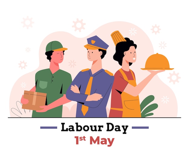 Illustrazione piatta per la celebrazione della festa del lavoro