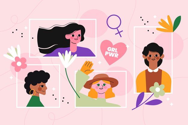 Illustrazione piatta per la celebrazione della festa della donna