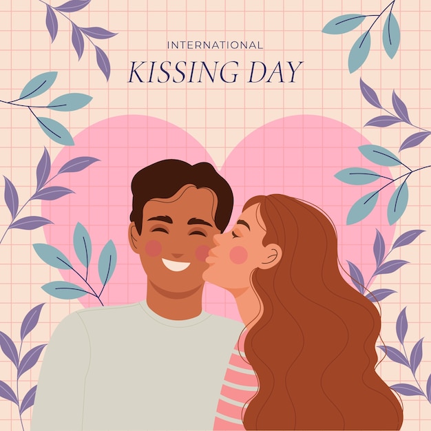 Illustrazione piatta per la celebrazione della Giornata Internazionale del Bacio