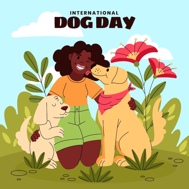 Illustrazione piatta per la celebrazione della giornata internazionale del cane