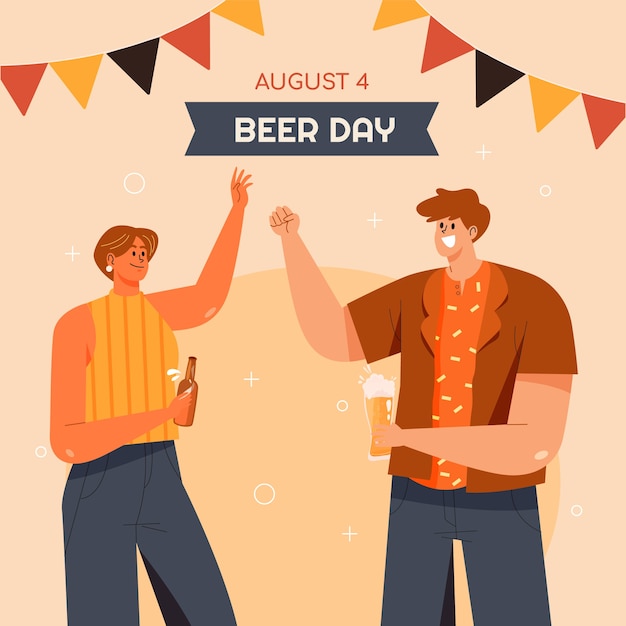 Illustrazione piatta per la celebrazione della Giornata internazionale della birra