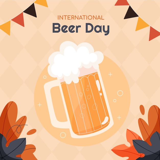 Illustrazione piatta per la celebrazione della Giornata internazionale della birra