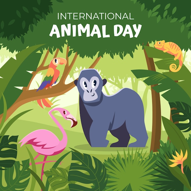 Illustrazione piatta per la celebrazione della Giornata mondiale degli animali