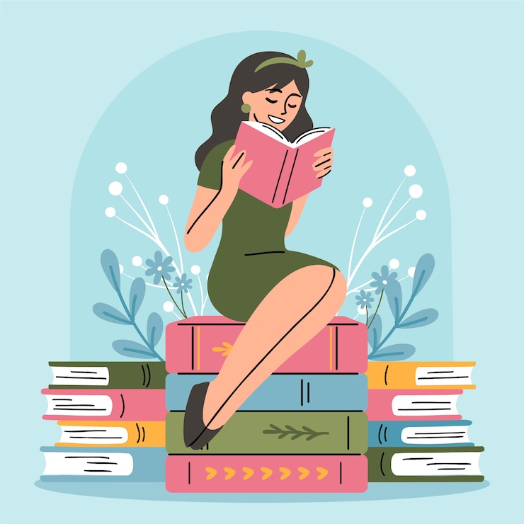 Vettore illustrazione piatta per la celebrazione della giornata mondiale del libro