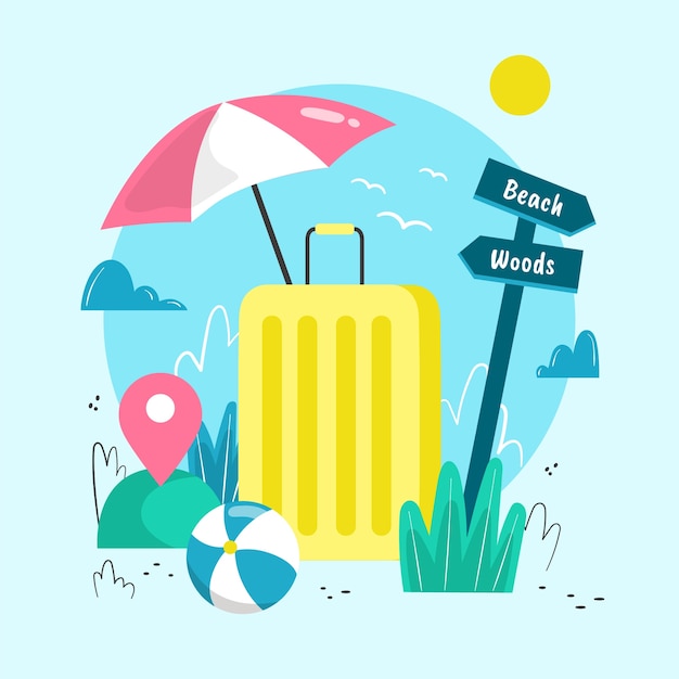 Illustrazione piatta per la celebrazione della giornata mondiale del turismo