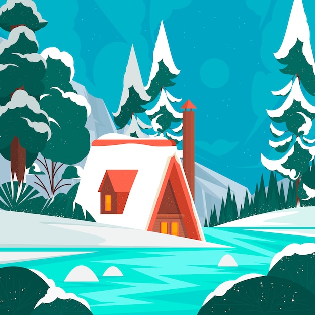 Illustrazione piatta per la celebrazione della stagione invernale