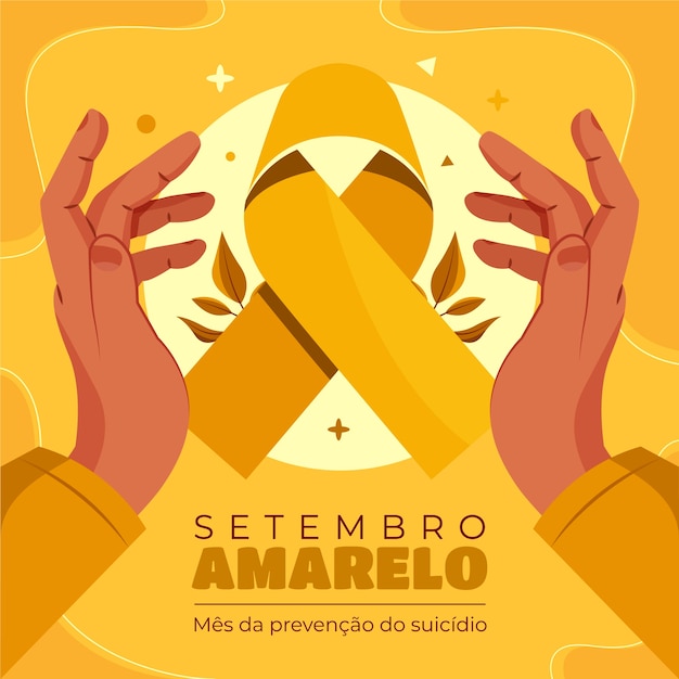 Illustrazione piatta per la consapevolezza del mese brasiliano di prevenzione del suicidio