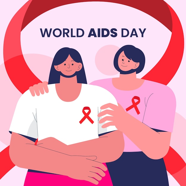 Illustrazione piatta per la consapevolezza della Giornata mondiale dell'AIDS