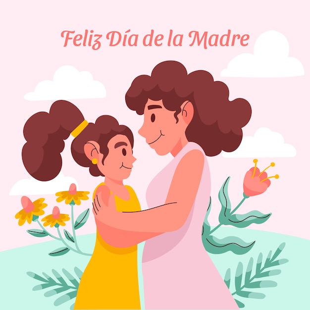 Illustrazione piatta per la festa della mamma in spagnolo