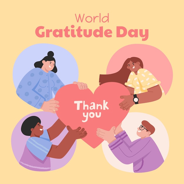 Illustrazione piatta per la giornata mondiale della gratitudine
