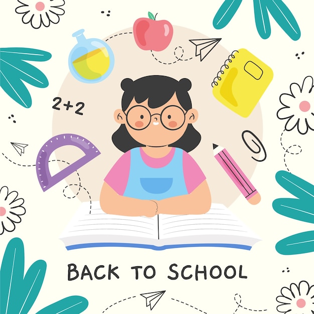 Illustrazione piatta per la stagione del ritorno a scuola