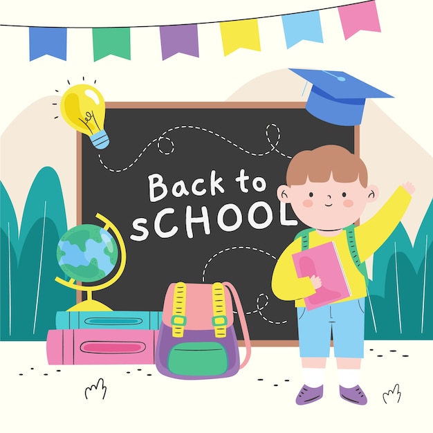 Illustrazione piatta per la stagione di ritorno a scuola