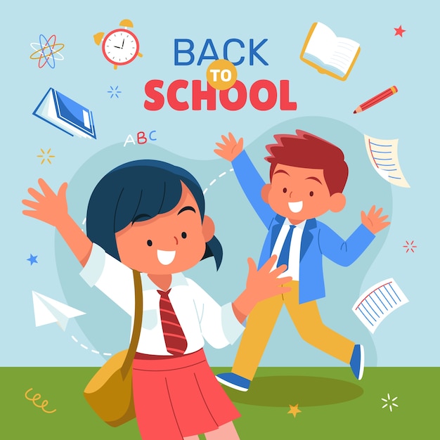 Illustrazione piatta per la stagione di ritorno a scuola
