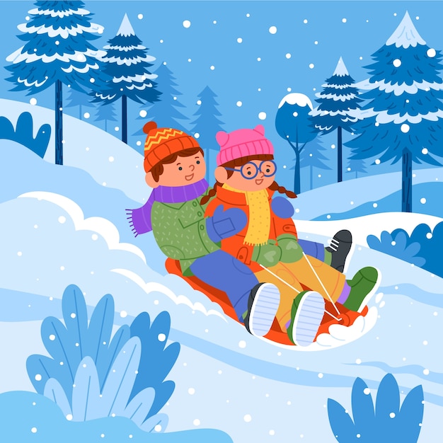 Illustrazione piatta per la stagione invernale