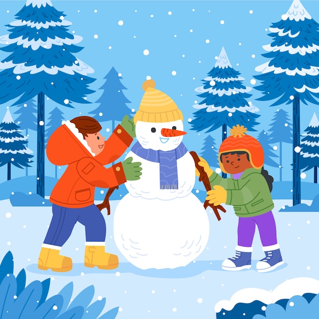 Illustrazione piatta per la stagione invernale