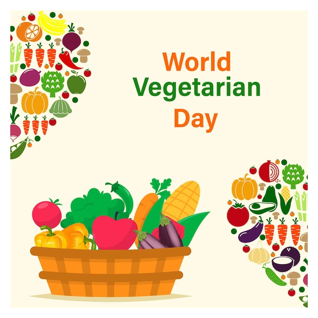Illustrazione piatta vettoriale gratuita per la giornata mondiale vegetariana, la giornata vegana e la giornata alimentare