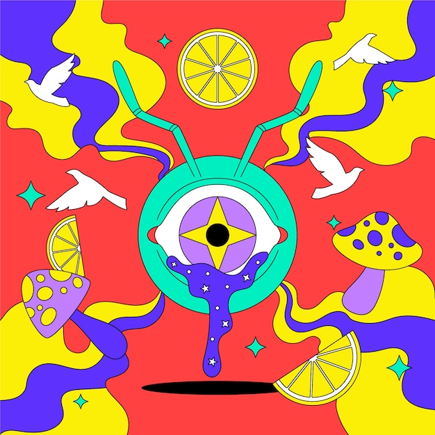 Illustrazione psichedelica disegnata a mano
