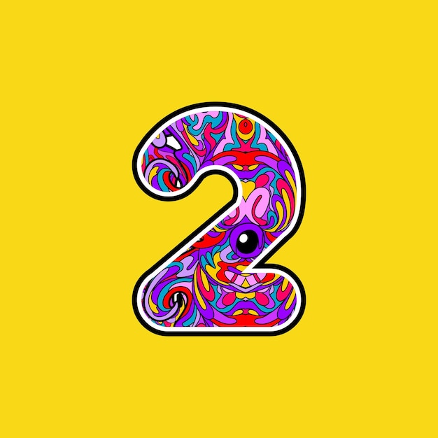 Illustrazione psichedelica numero 2 su sfondo giallo