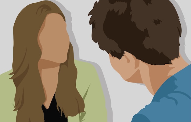 Illustrazione ragazzo e ragazza che parlano