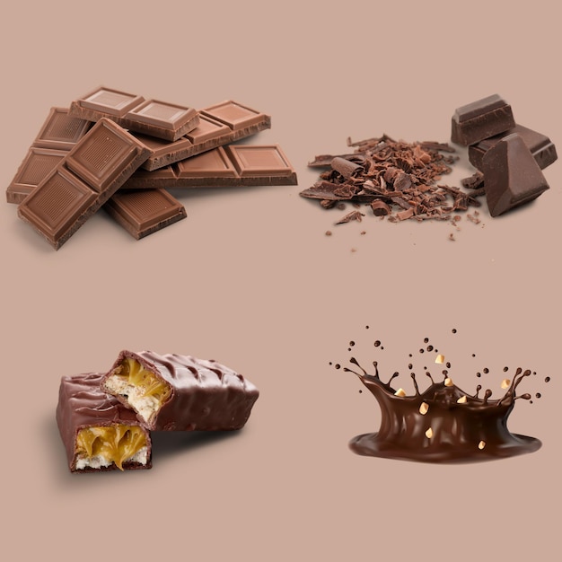 Illustrazione realistica del cioccolato vettoriale gratuita
