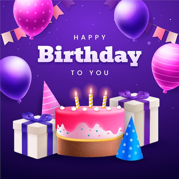 Illustrazione realistica del compleanno