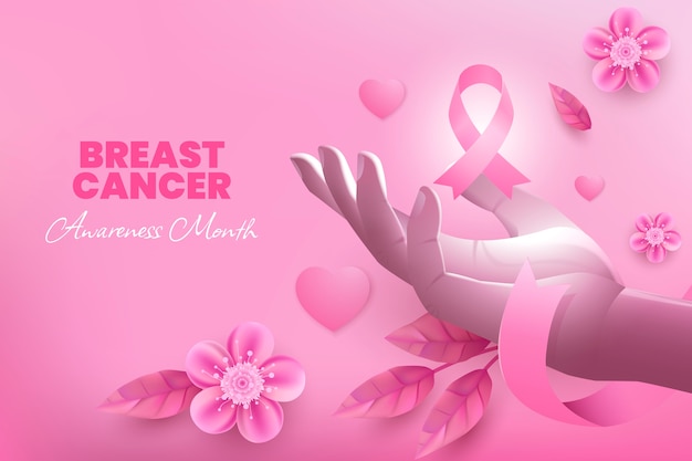 Illustrazione realistica del mese di consapevolezza del cancro al seno