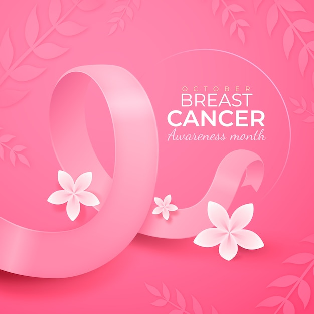 Illustrazione realistica del mese di consapevolezza del cancro al seno