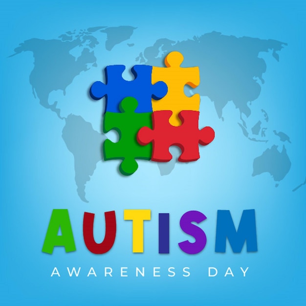 illustrazione realistica della giornata mondiale di consapevolezza sull'autismo