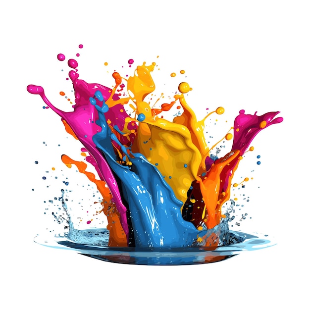 illustrazione realistica di arte vettoriale di spruzzi di colore dell'acqua colorato