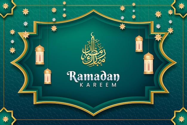 Illustrazione realistica di Ramadan Kareem Vettore Premium