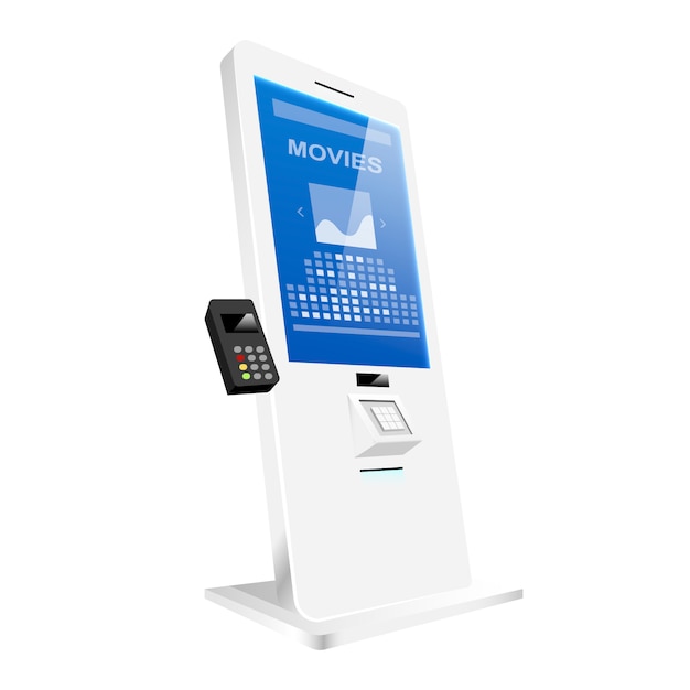 Illustrazione realistica di vettore del contatore del biglietto di self service.