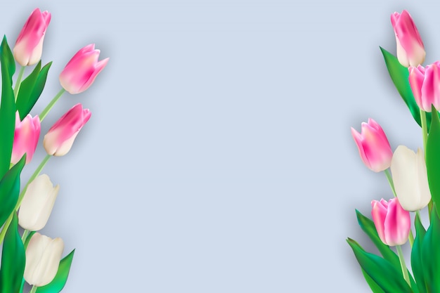 Illustrazione realistica Sfondo colorato di tulipani
