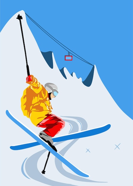 Illustrazione retro di SNOW SKI