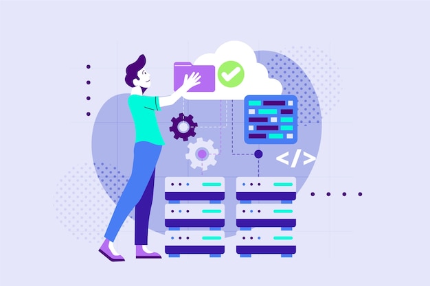 Illustrazione saas design piatto disegnato a mano