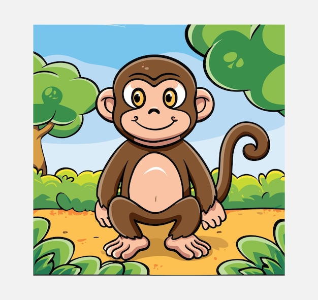 Illustrazione Scimmia faccia amp Corpo sfondo bianco