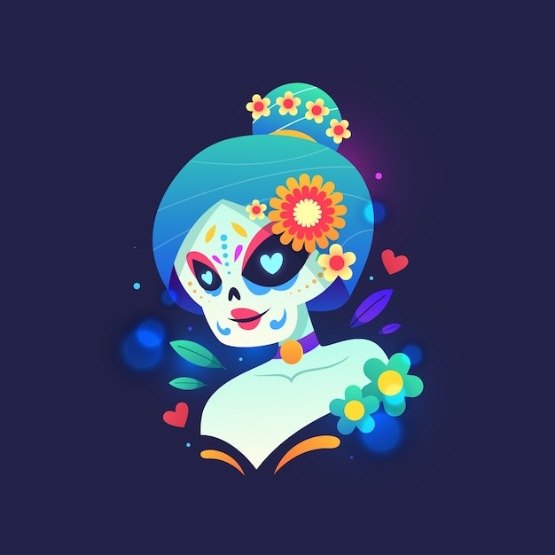 Illustrazione sfumata per la celebrazione del dia de muertos