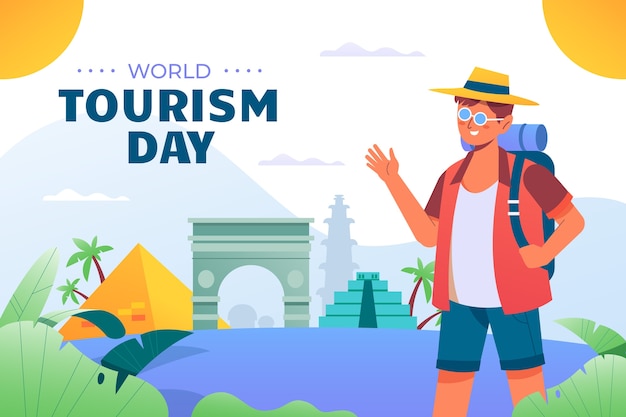 Illustrazione sfumata per la celebrazione della giornata mondiale del turismo