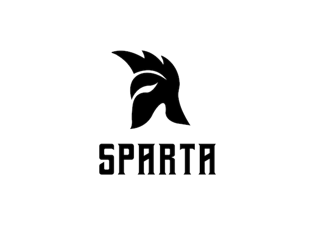 Illustrazione Silhouette spartana semplice e minimale con design del logo del cavaliere del casco.